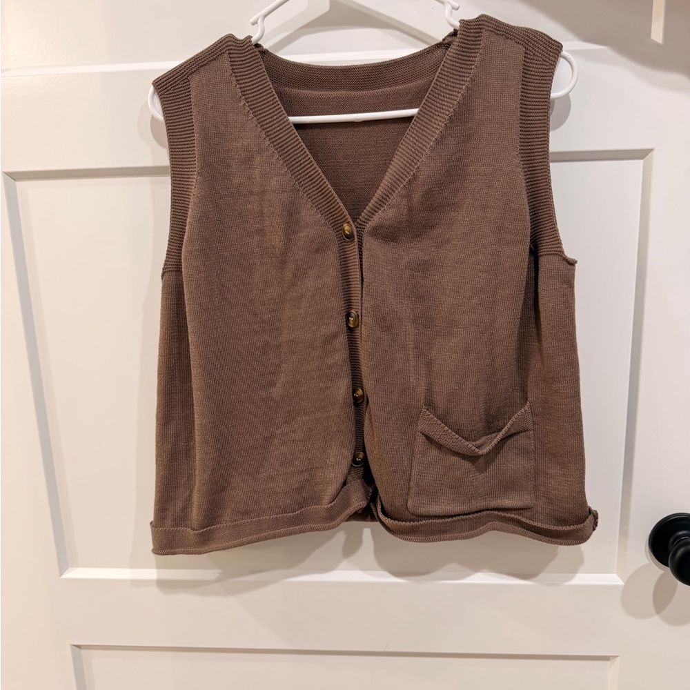 Brown Button-Up Knit Vest